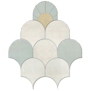 Mosaic House Moroccan tile Plume 1-30-11 B White,   Beige,   celadon, celadon, green   solid zellige, mosaic, zellij, field, pattern, glaze 